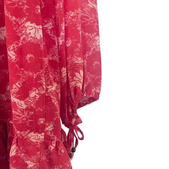 Free People These Dreams Orange & Ivory Floral Boho Long Sleeve Dress Small - Picture 6 of 12